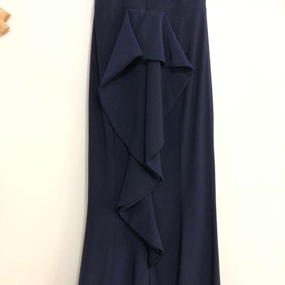 Xscape Beaded Ruffle Back Jersey Trumpet Gown - Picture 9 of 10